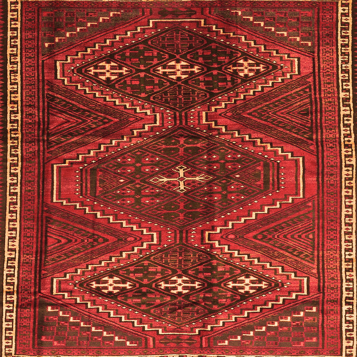 Round Machine Washable Persian Orange Traditional Area Rugs, wshtr4201org