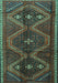 Machine Washable Persian Turquoise Traditional Area Rugs, wshtr4201turq