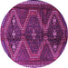 Round Machine Washable Persian Purple Traditional Area Rugs, wshtr4201pur