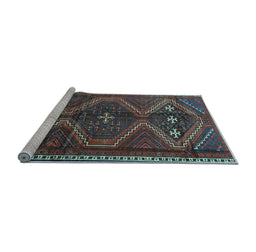 Sideview of Machine Washable Persian Light Blue Traditional Rug, wshtr4201lblu