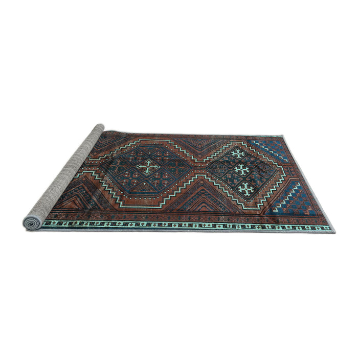 Sideview of Machine Washable Persian Light Blue Traditional Rug, wshtr4201lblu