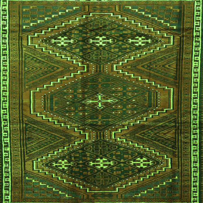 Round Machine Washable Persian Green Traditional Area Rugs, wshtr4201grn
