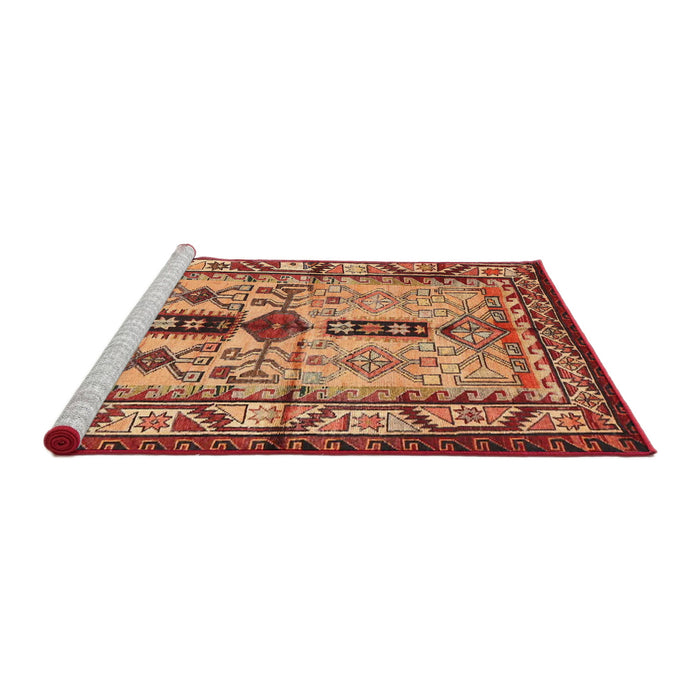 Sideview of Machine Washable Traditional Sand Brown Rug, wshtr4202