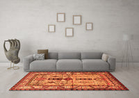 Machine Washable Persian Orange Traditional Rug, wshtr4202org