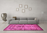 Machine Washable Persian Pink Traditional Rug, wshtr4202pnk