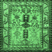 Square Machine Washable Persian Emerald Green Traditional Area Rugs, wshtr4202emgrn