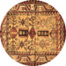 Round Persian Brown Traditional Rug, tr4202brn