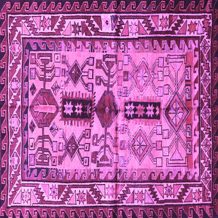 Square Machine Washable Persian Purple Traditional Area Rugs, wshtr4202pur