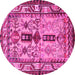 Round Persian Pink Traditional Rug, tr4202pnk