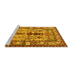 Sideview of Machine Washable Persian Yellow Traditional Rug, wshtr4202yw