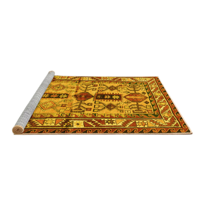 Sideview of Machine Washable Persian Yellow Traditional Rug, wshtr4202yw
