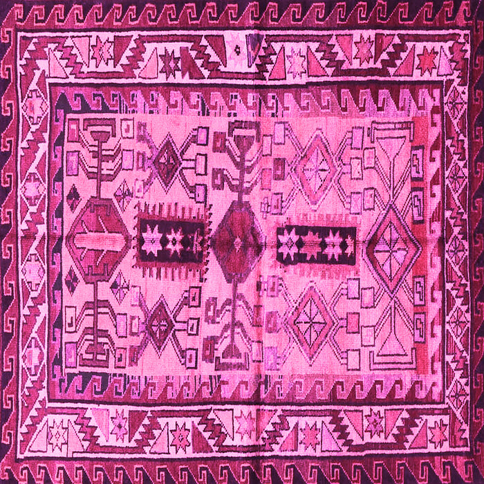 Square Machine Washable Persian Pink Traditional Rug, wshtr4202pnk