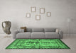 Machine Washable Persian Emerald Green Traditional Area Rugs in a Living Room,, wshtr4202emgrn