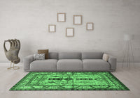 Machine Washable Persian Emerald Green Traditional Rug, wshtr4202emgrn