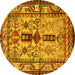 Round Persian Yellow Traditional Rug, tr4202yw