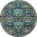 Round Persian Light Blue Traditional Rug, tr4203lblu