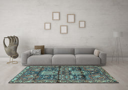 Machine Washable Persian Light Blue Traditional Rug in a Living Room, wshtr4203lblu