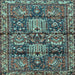 Square Machine Washable Persian Light Blue Traditional Rug, wshtr4203lblu