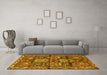 Machine Washable Persian Yellow Traditional Rug in a Living Room, wshtr4203yw