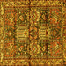 Square Machine Washable Persian Yellow Traditional Rug, wshtr4203yw