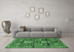 Machine Washable Persian Emerald Green Traditional Area Rugs in a Living Room,, wshtr4203emgrn