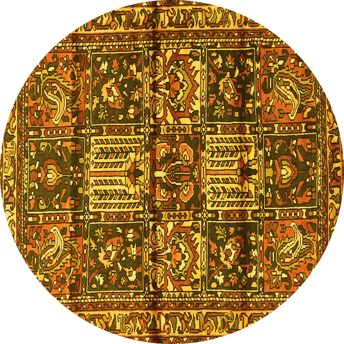 Round Persian Yellow Traditional Rug, tr4203yw