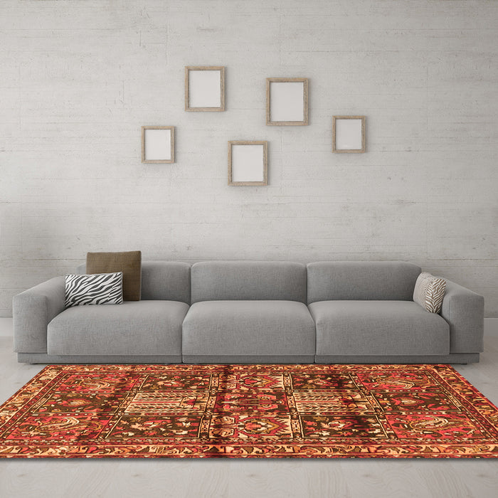 Machine Washable Persian Orange Traditional Area Rugs in a Living Room, wshtr4203org