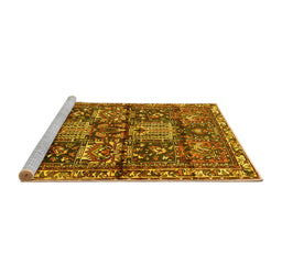 Sideview of Machine Washable Persian Yellow Traditional Rug, wshtr4203yw