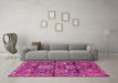 Machine Washable Persian Pink Traditional Rug in a Living Room, wshtr4203pnk