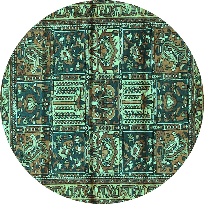 Round Machine Washable Persian Turquoise Traditional Area Rugs, wshtr4203turq