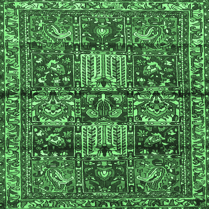 Square Persian Emerald Green Traditional Rug, tr4203emgrn