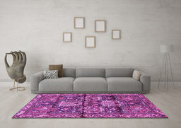 Machine Washable Persian Purple Traditional Area Rugs in a Living Room, wshtr4203pur