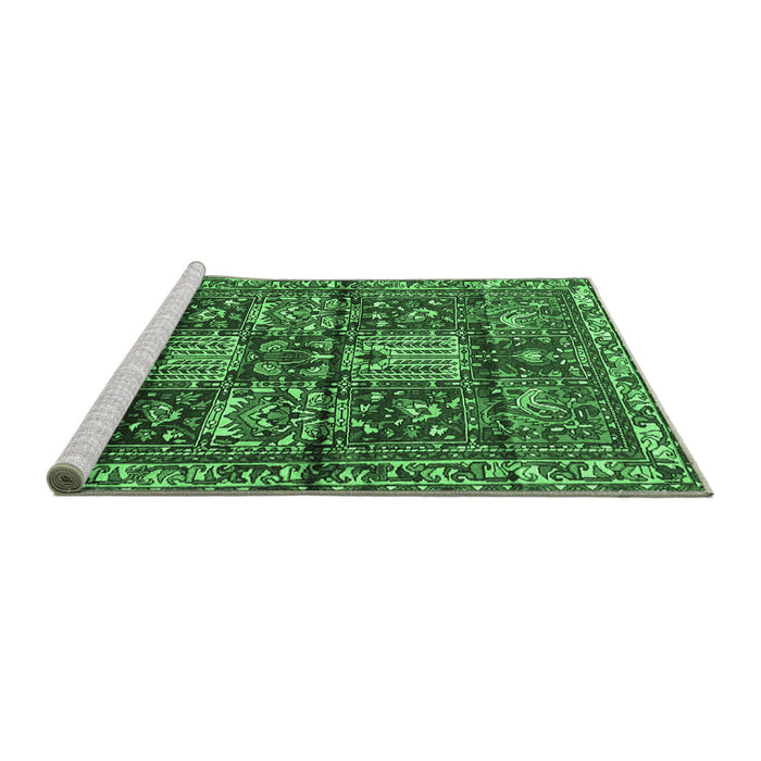 Sideview of Machine Washable Persian Emerald Green Traditional Area Rugs, wshtr4203emgrn