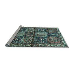 Sideview of Machine Washable Persian Light Blue Traditional Rug, wshtr4203lblu
