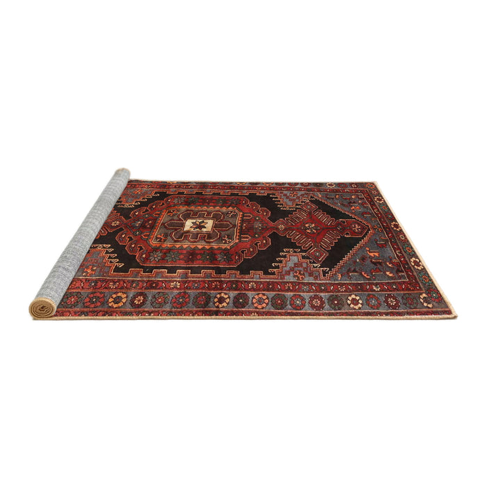 Sideview of Machine Washable Traditional Saffron Red Rug, wshtr4204