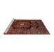 Sideview of Machine Washable Traditional Saffron Red Rug, wshtr4204