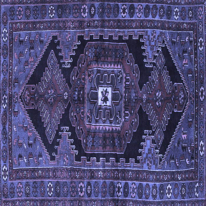 Square Machine Washable Persian Blue Traditional Rug, wshtr4204blu