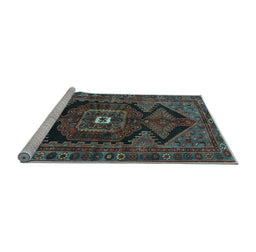 Sideview of Machine Washable Persian Light Blue Traditional Rug, wshtr4204lblu