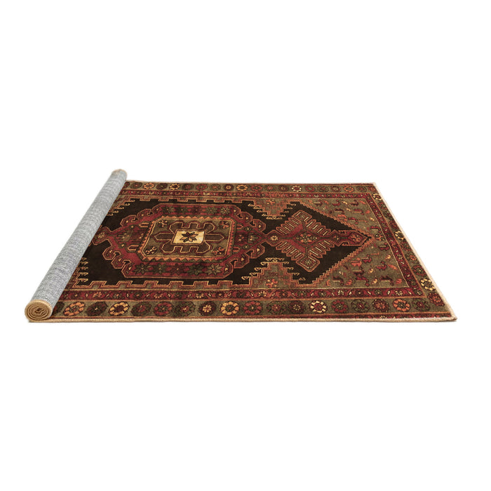 Sideview of Machine Washable Persian Brown Traditional Rug, wshtr4204brn