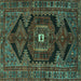 Square Machine Washable Persian Turquoise Traditional Area Rugs, wshtr4204turq