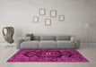 Machine Washable Persian Pink Traditional Rug in a Living Room, wshtr4204pnk