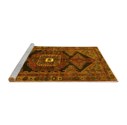 Sideview of Machine Washable Persian Yellow Traditional Rug, wshtr4204yw