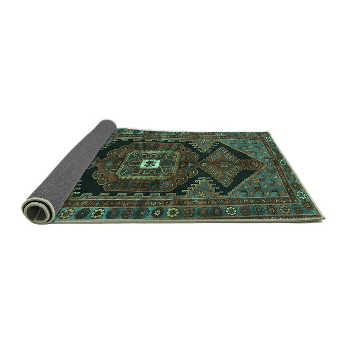 Sideview of Persian Turquoise Traditional Rug, tr4204turq