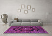 Machine Washable Persian Purple Traditional Area Rugs in a Living Room, wshtr4204pur