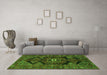 Machine Washable Persian Green Traditional Area Rugs in a Living Room,, wshtr4204grn