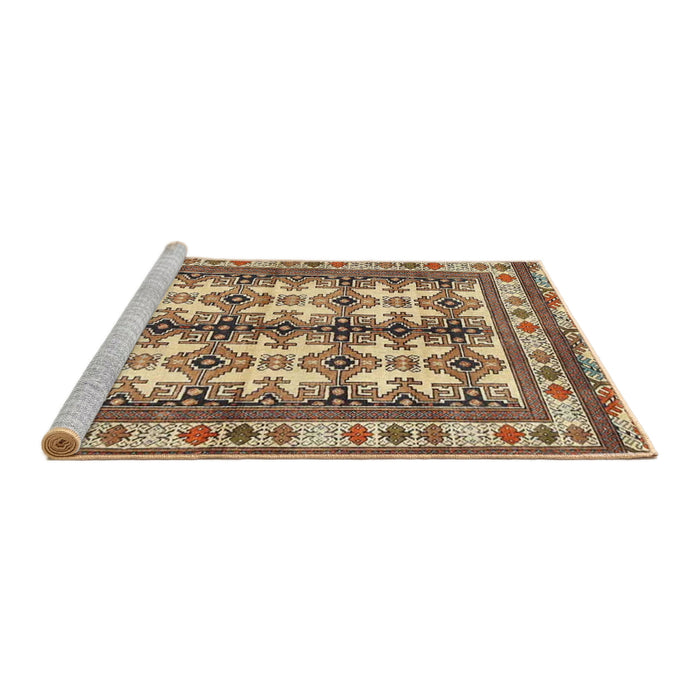 Sideview of Machine Washable Traditional Saddle Brown Rug, wshtr4205