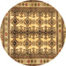 Round Persian Brown Traditional Rug, tr4205brn