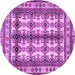 Round Machine Washable Persian Purple Traditional Area Rugs, wshtr4205pur