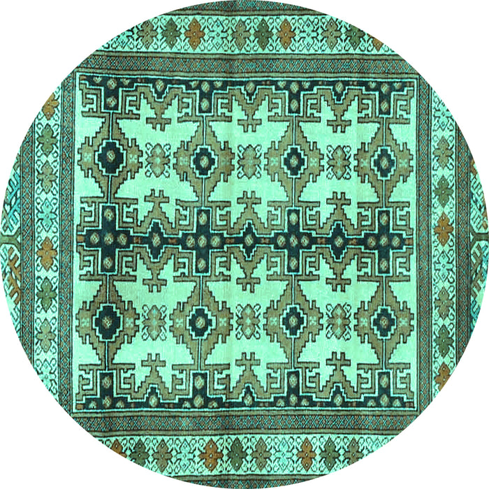 Round Persian Turquoise Traditional Rug, tr4205turq