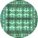 Round Persian Turquoise Traditional Rug, tr4205turq